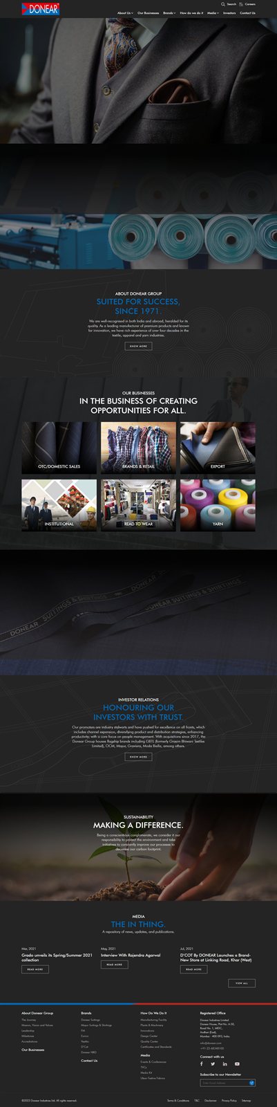Donear Enterprise Textile Brand Website