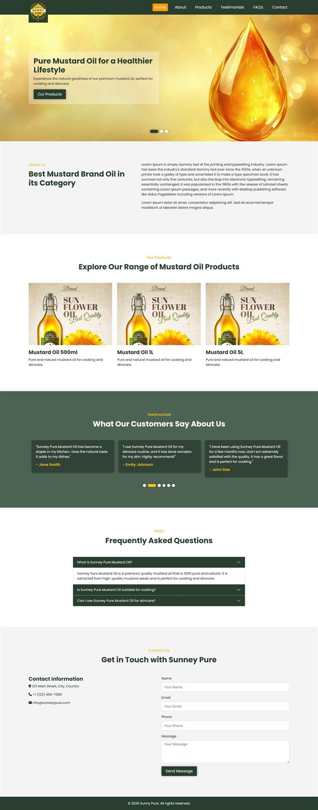 Sunny Pure Consumer Brand Website
